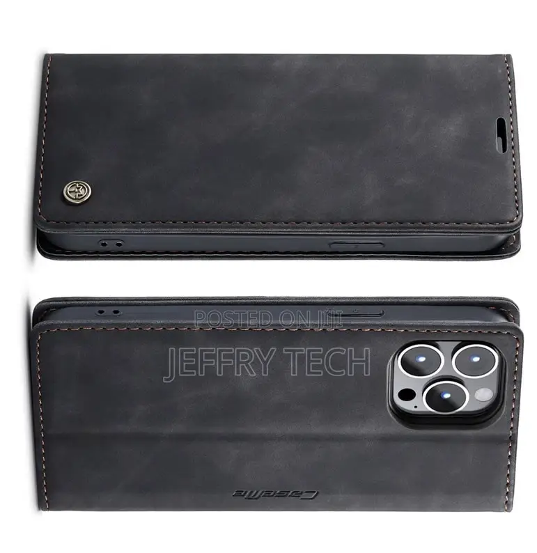 iPhone 13 Pro Max Retro Flip Leather Wallet Case Black