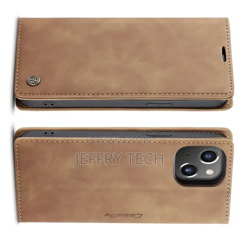 iPhone 13 Retro Flip Leather Wallet Case Brown