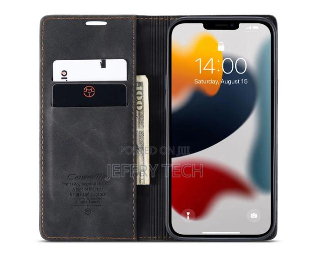 iPhone 13 Retro Flip Leather Wallet Case Black - main view