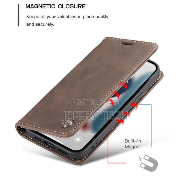 iPhone 13 Mini Retro Flip Leather Wallet Case Coffee - thumbnail 3