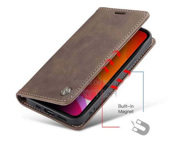 iPhone 12 Pro Max Retro Flip Leather Wallet Case Coffee - thumbnail 3