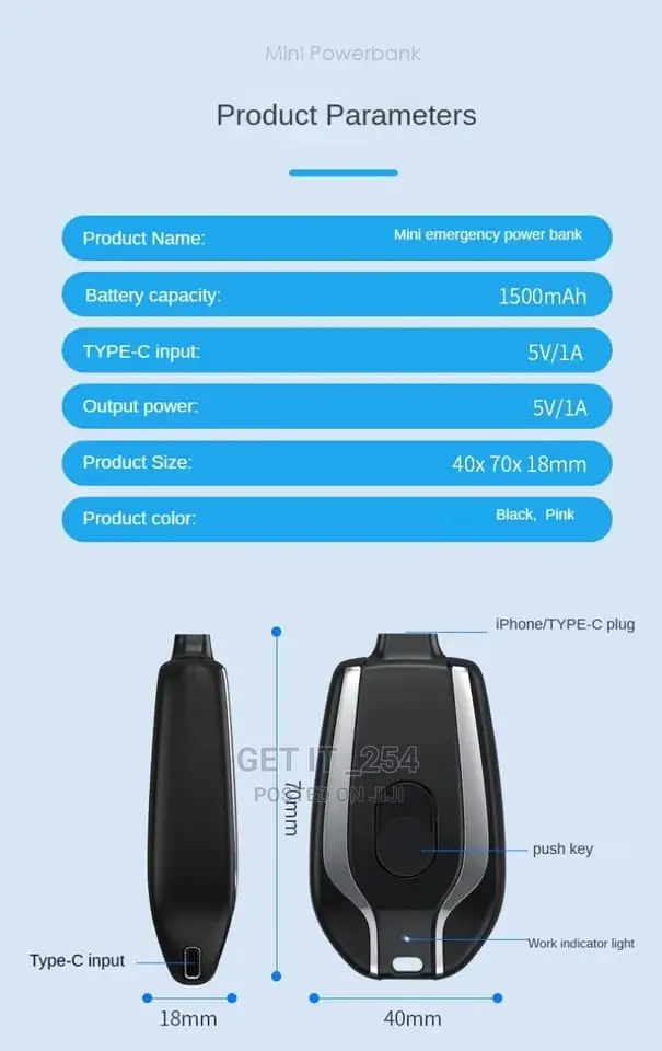 Mini Emergency Charging Bag Mobile Power 1500mah