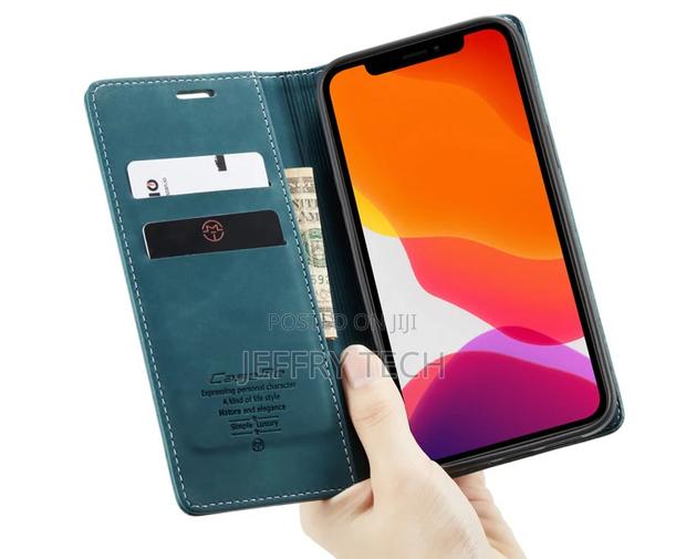 iPhone 12 Pro Max Retro Flip Leather Wallet Case Blue - thumbnail 3