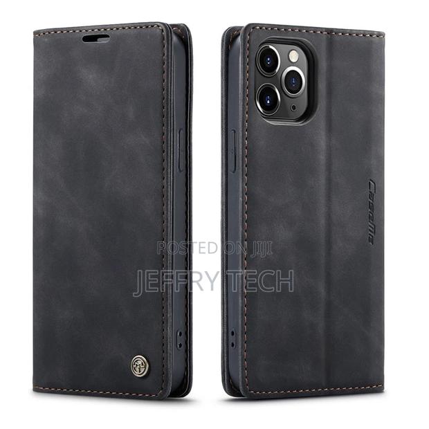iPhone 12 Pro Max Retro Flip Leather Wallet Case Black - main view