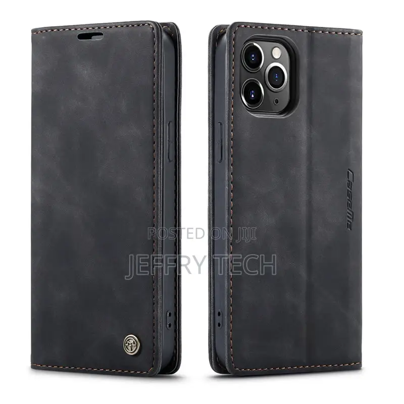iPhone 12 Pro Max Retro Flip Leather Wallet Case Black