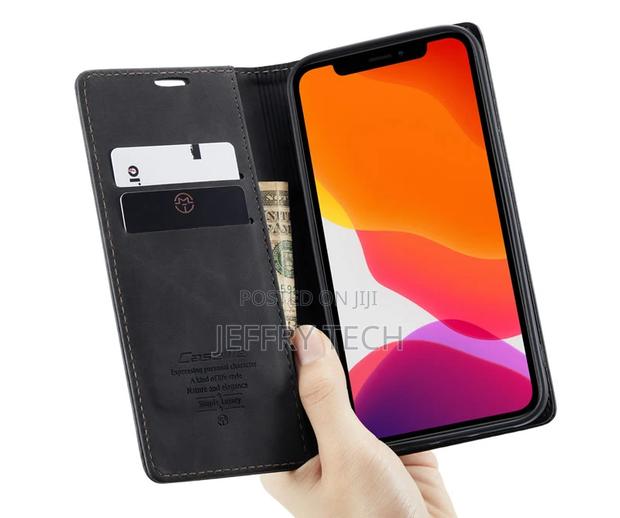 iPhone 12 Pro Max Retro Flip Leather Wallet Case Black - thumbnail 2