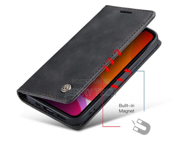 iPhone 12 Pro Max Retro Flip Leather Wallet Case Black - thumbnail 3