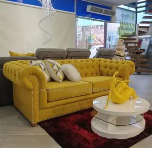 Yellow 3 Seater Chesterfield Sofa