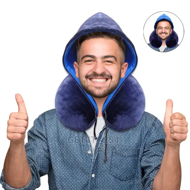 Microfiber Travel Neck Pillow With Hoodie