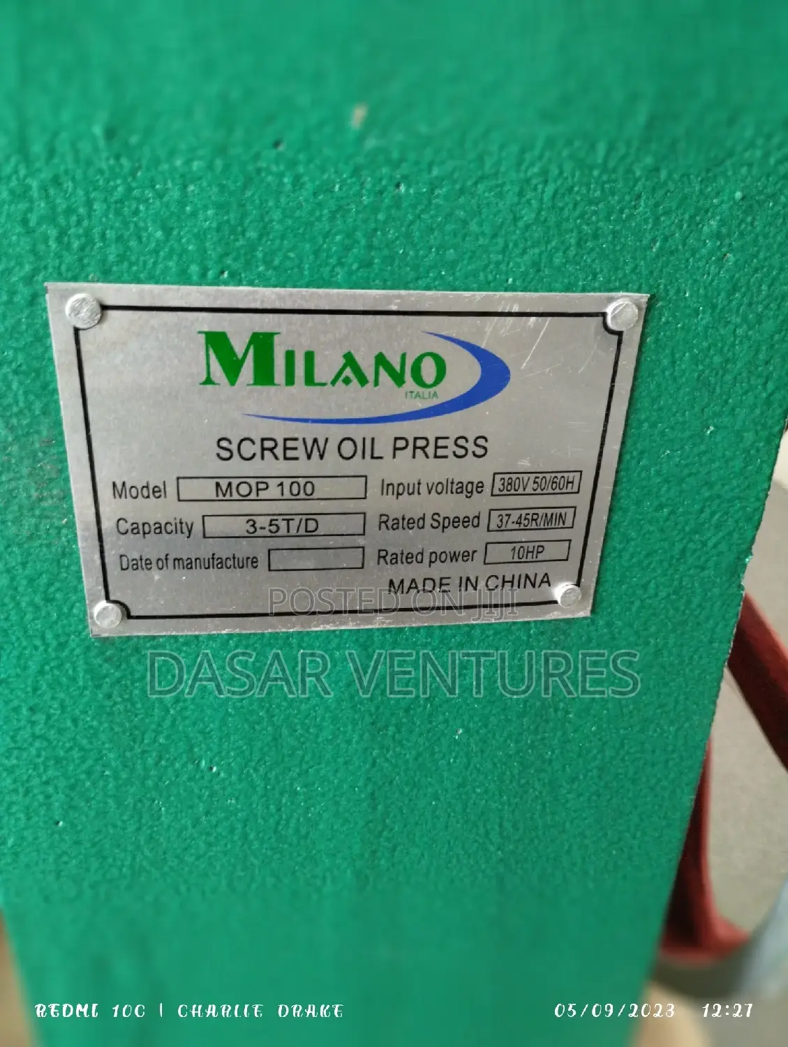 Salad Oil Press 5tonnes