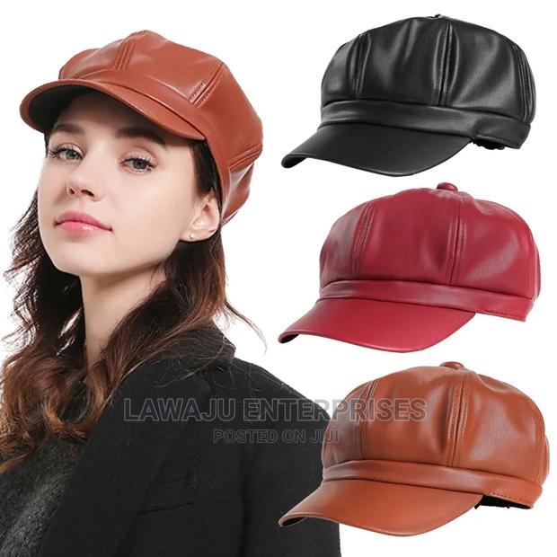 Ladies Leather News Boy Cap Designer Hat
