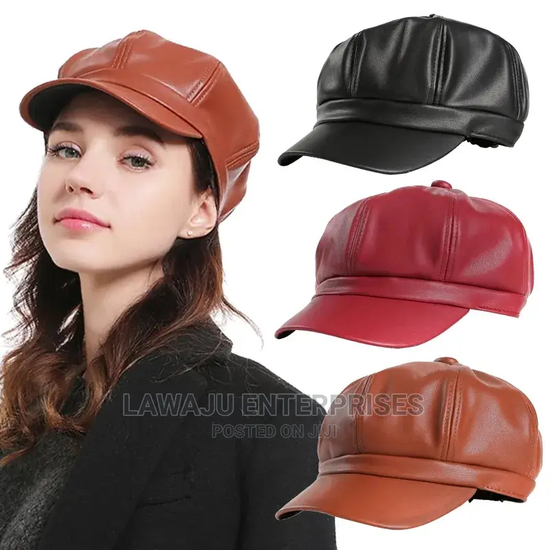 Ladies Leather News Boy Cap Designer Hat