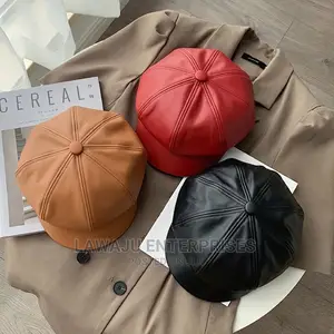 Ladies Leather News Boy Cap Designer Hat
