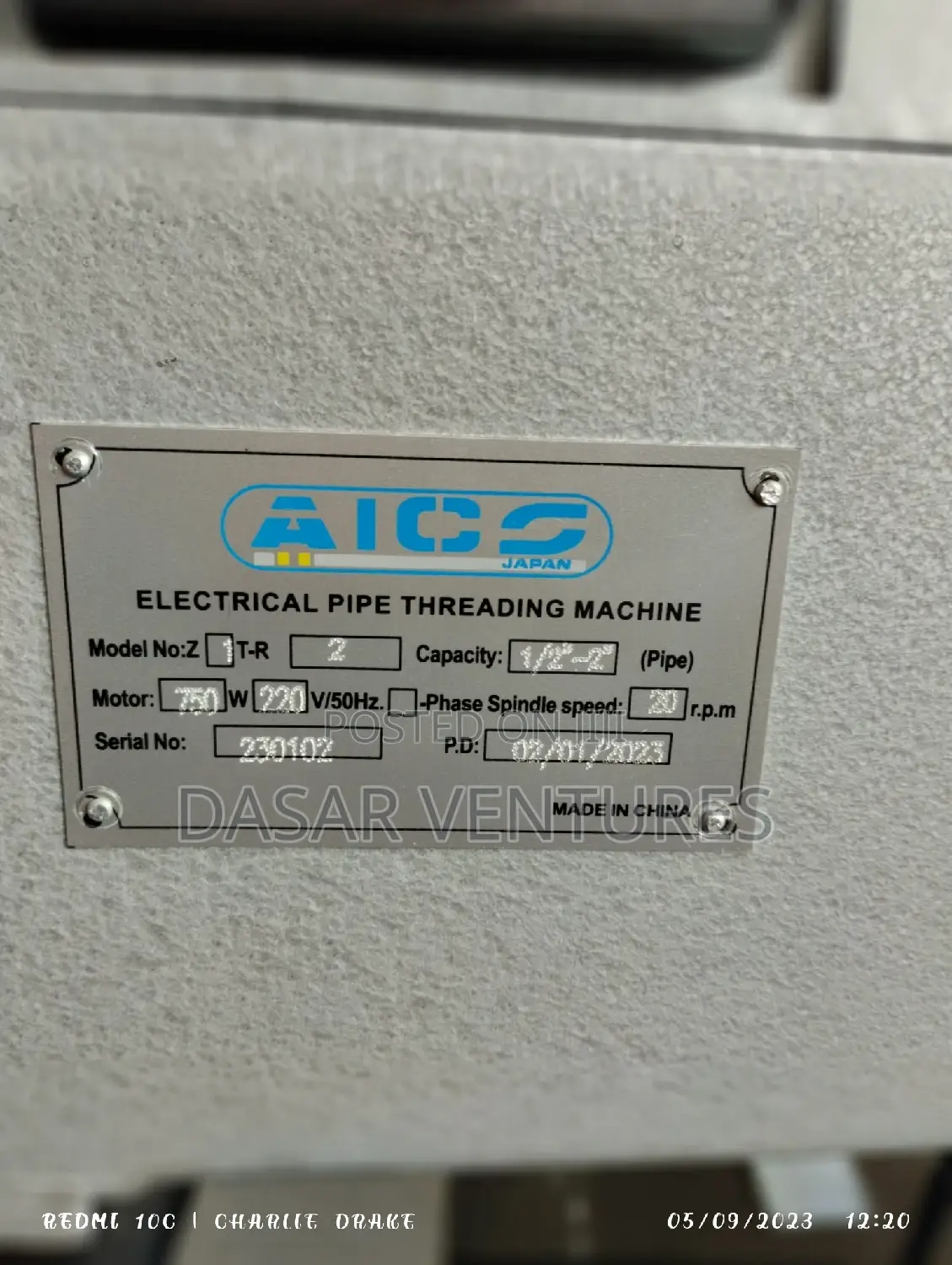 Aico 1⁄2"-2" Pipe Threader Electric