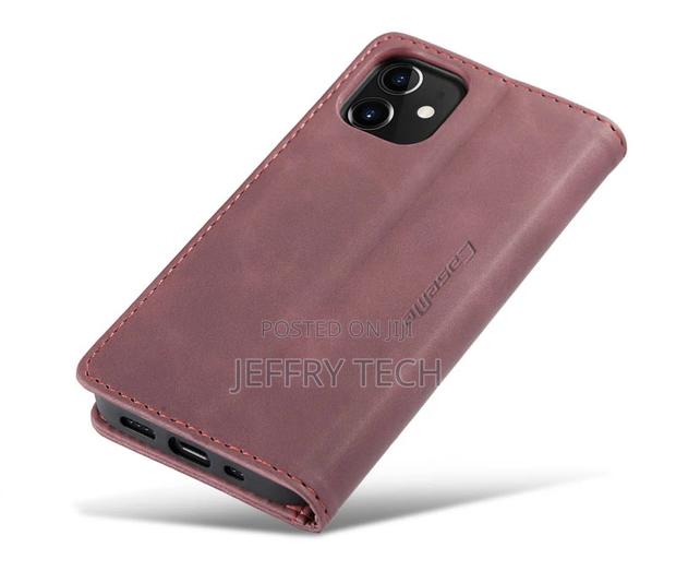 iPhone 12 Mini Retro Flip Leather Wallet Case Red - thumbnail 2