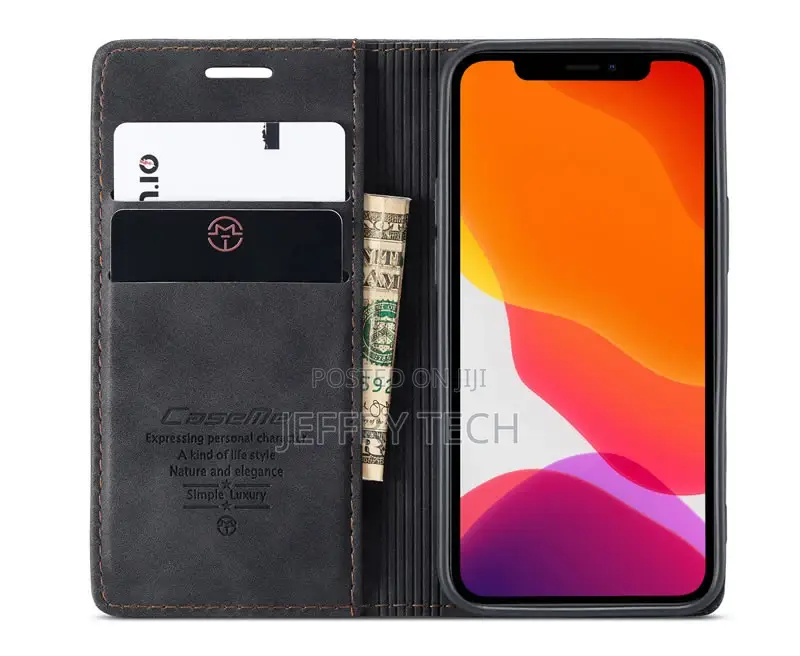 iPhone 12 Mini Retro Flip Leather Wallet Case Black