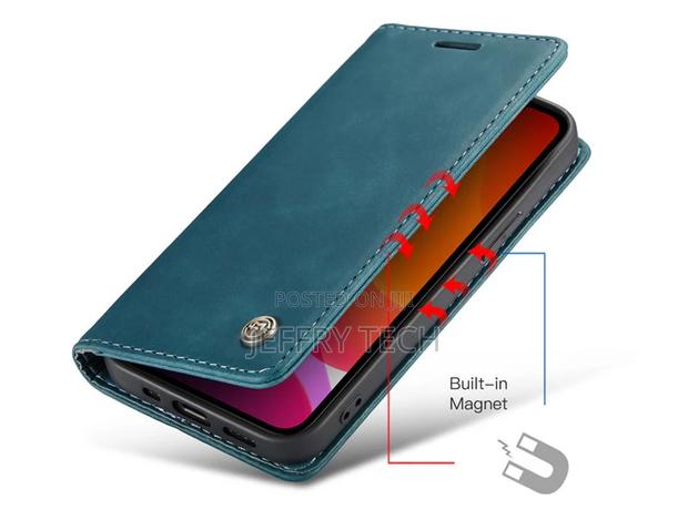 iPhone 12 Retro Flip Leather Wallet Case Blue - thumbnail 2