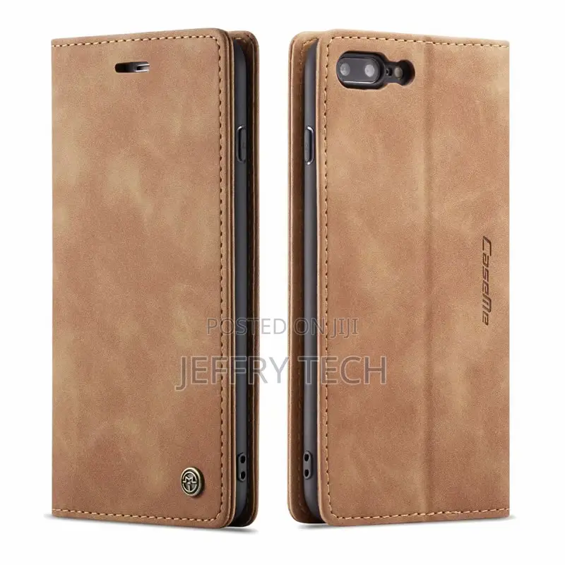 iPhone 8 Plus Anti-Fall Retro Leather Wallet Case Brown