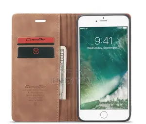 iPhone 8 Plus Anti-Fall Retro Leather Wallet Case Brown
