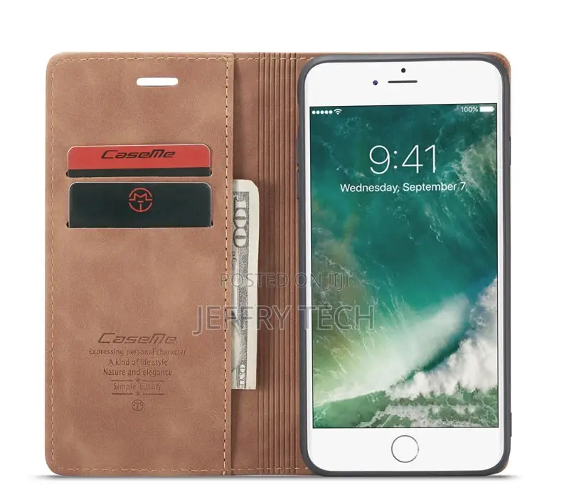 iPhone 8 Plus Anti-Fall Retro Leather Wallet Case Brown