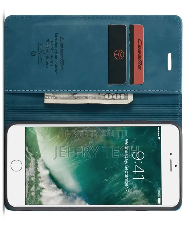 iPhone 8 Plus Anti-Fall Retro Leather Wallet Case Blue