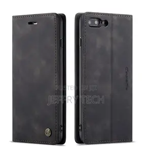 iPhone 8 Plus Anti-Fall Retro Leather Wallet Case Black