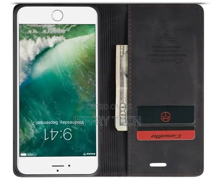 iPhone 8 Plus Anti-Fall Retro Leather Wallet Case Black