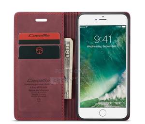 iPhone 8 Retro Matte Soft Flip Leather Wallet Case Red - thumbnail 2