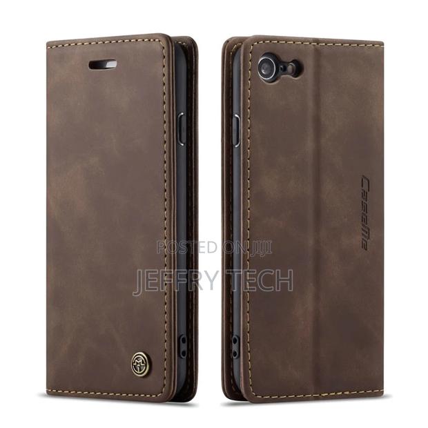 iPhone 8 Retro Matte Soft Flip Leather Wallet Case Coffee
