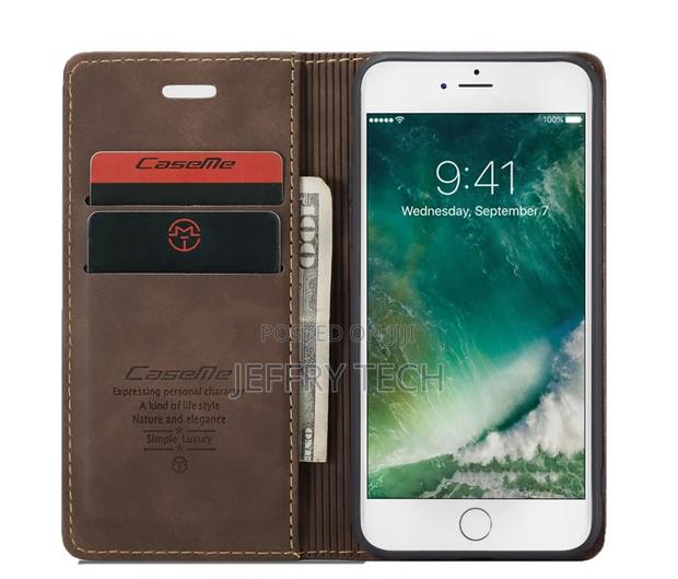iPhone 8 Retro Matte Soft Flip Leather Wallet Case Coffee - thumbnail 2