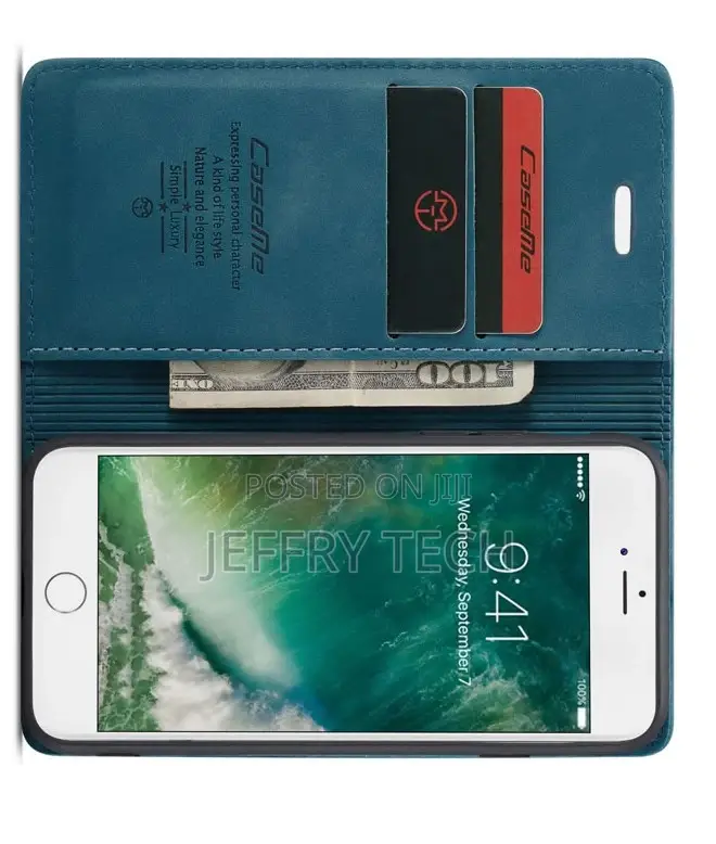 iPhone 8 Anti-Fall Retro Leather Wallet Case Blue