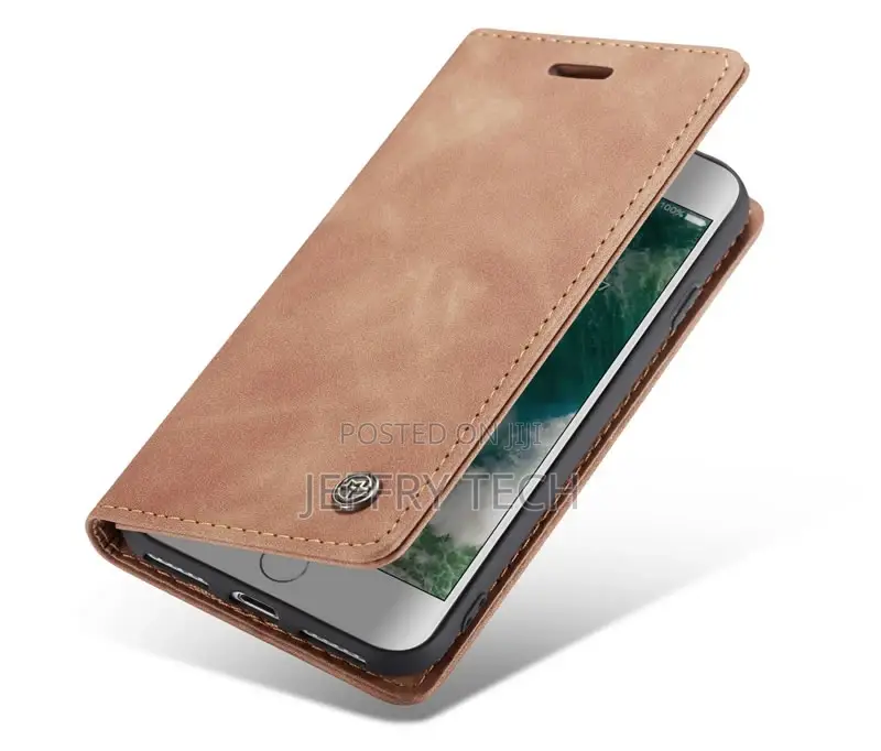 iPhone 8 Retro Matte Soft Flip Leather Wallet Case Brown
