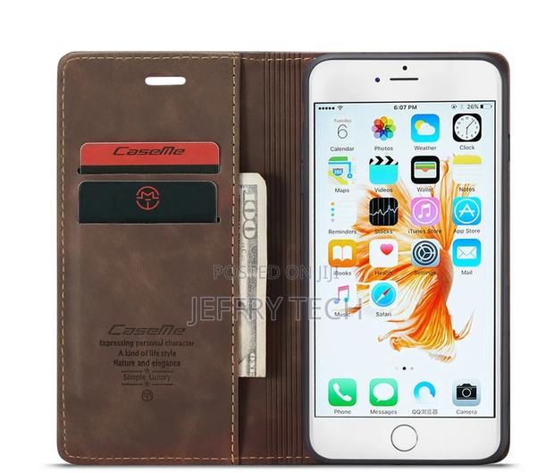 iPhone 6S Plus/6 Plus Matte Soft Flip Leather Wallet Coffee - thumbnail 3