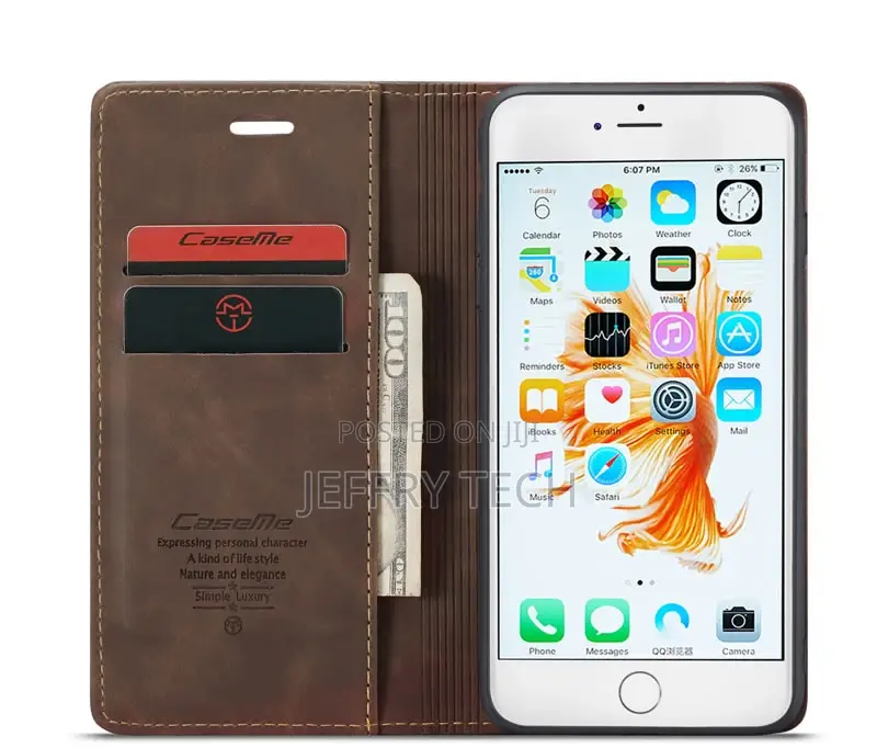 iPhone 6S Plus/6 Plus Matte Soft Flip Leather Wallet Coffee