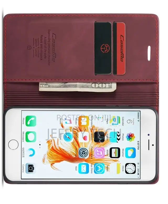 iPhone 6S Plus/6 Plus Anti-Fall Leather Wallet Case Red