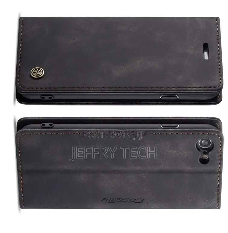 iPhone SE 2020 Vintage Style Leather Wallet Case Black