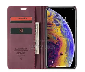 iPhone X Retro Matte Soft Flip Leather Wallet Case Red
