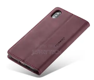 iPhone X Retro Matte Soft Flip Leather Wallet Case Red