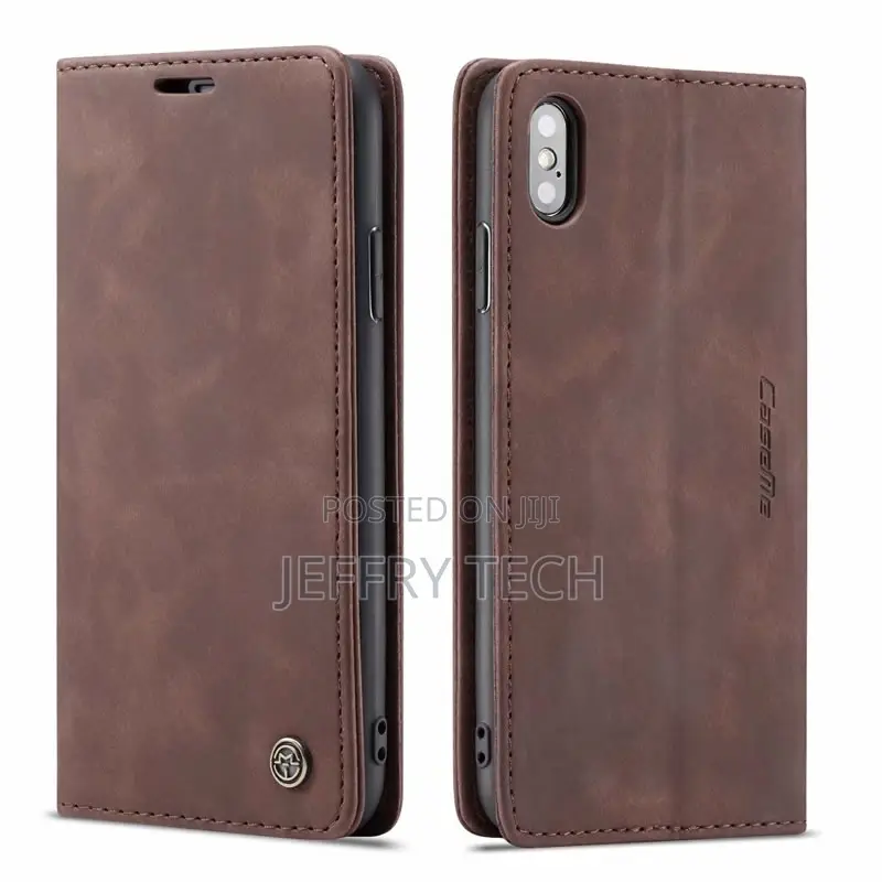 iPhone X Retro Matte Soft Flip Leather Wallet Case Coffee