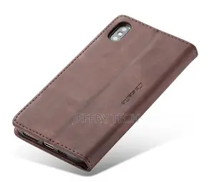 iPhone X Retro Matte Soft Flip Leather Wallet Case Coffee