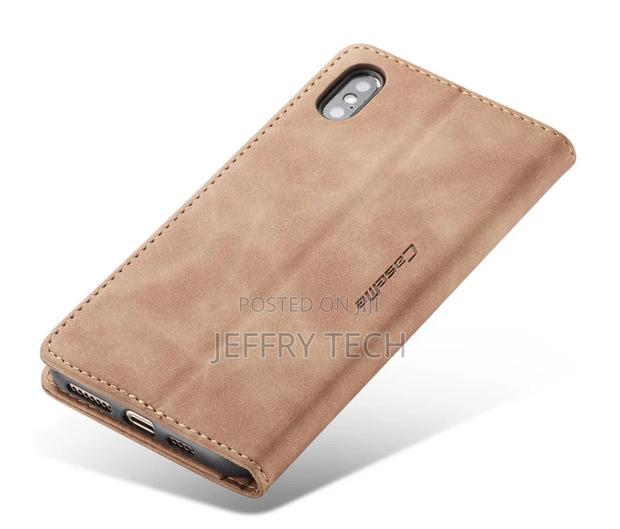 iPhone X Retro Matte Soft Flip Leather Wallet Case Brown - thumbnail 2