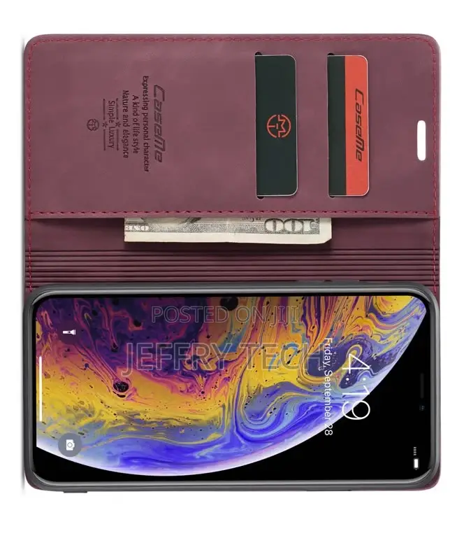 iPhone XS Max Retro Flip Leather Wallet Case Red