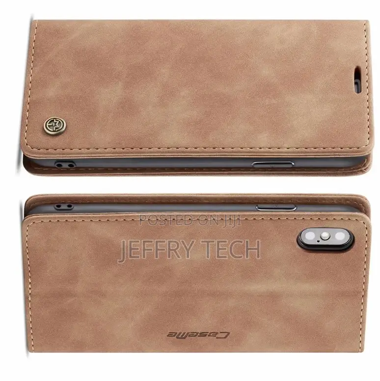 iPhone XS Max Retro Flip Leather Wallet Case Brown