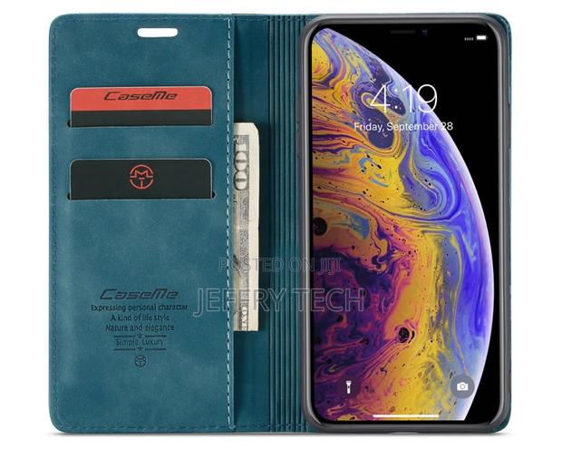 iPhone XS Max Retro Flip Leather Wallet Case Blue - main view