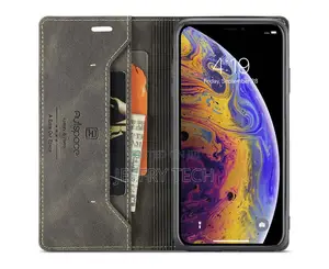 E iPhone XS Max RFID Blocking Retro Flip Leather Wallet Case