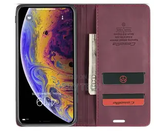 iPhone XS Retro Matte Soft Flip Leather Wallet Case Red