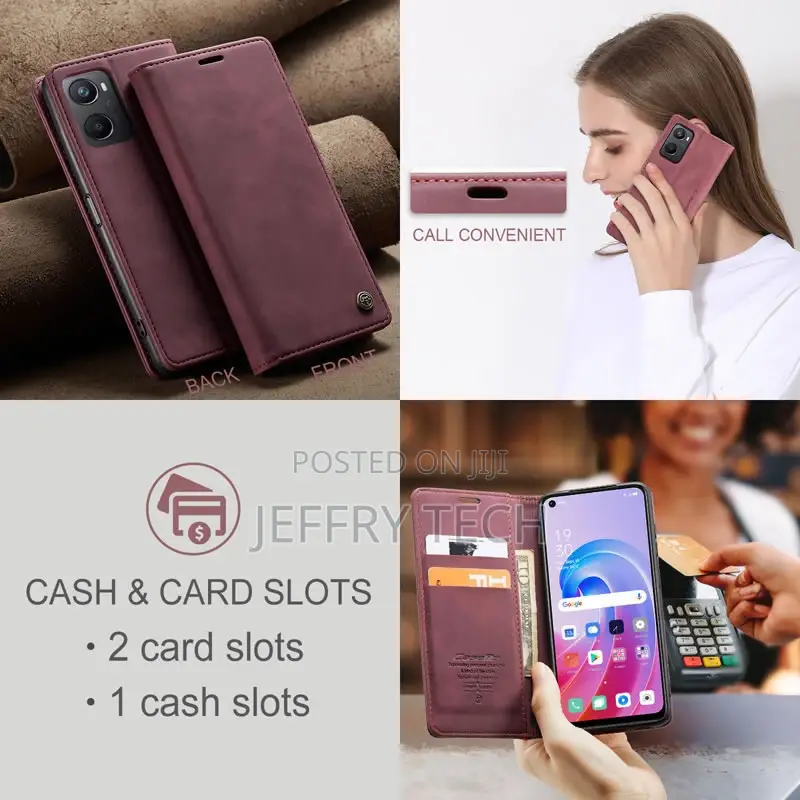 OPPO A96 4G Retro Flip Leather Wallet Case Red
