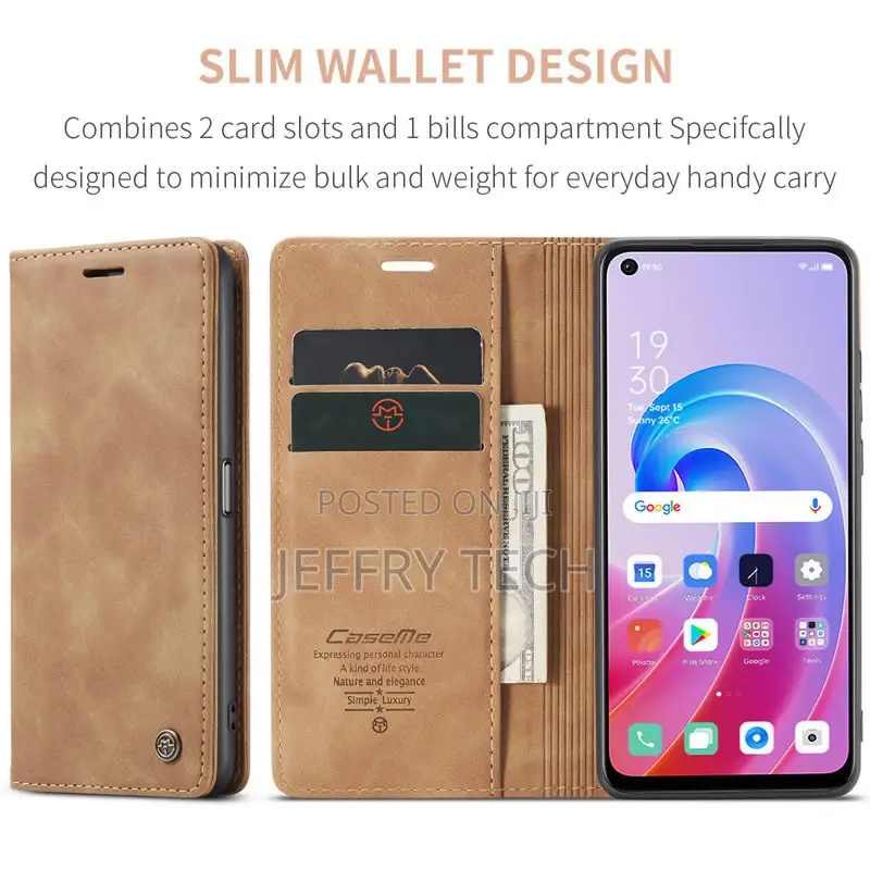 OPPO A96 4G Retro Flip Leather Wallet Case Brown