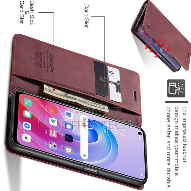 OPPO A76 4G Retro Flip Leather Wallet Case Red - main view