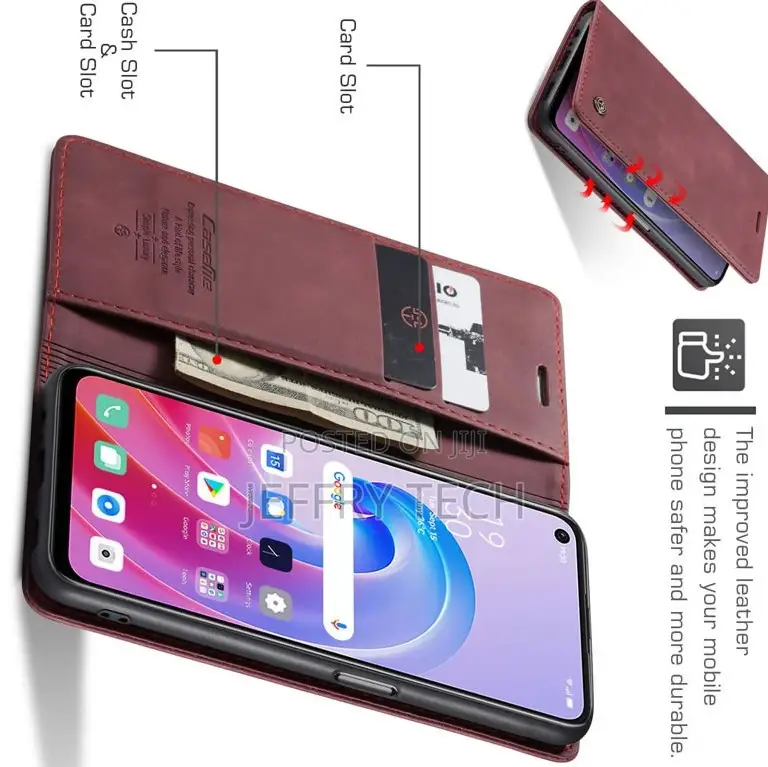 OPPO A76 4G Retro Flip Leather Wallet Case Red